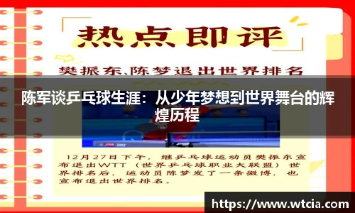 陈军谈乒乓球生涯：从少年梦想到世界舞台的辉煌历程